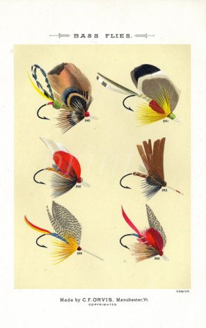 ORVIS - BASS FLIES plate (X) fishing print